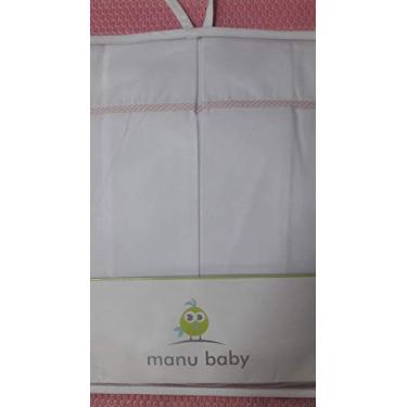 Imagem de Saia de Berço Branca Manu Baby Viés Rosa - Percal 180 Fios