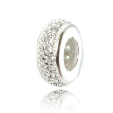 Imagem de Berloque De Prata 925 P/ Pulseira Separador Zirconia Branca - Lojas La