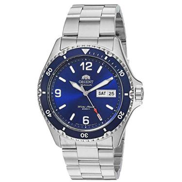 Imagem de Orient Relógio masculino "Mako II" japonês automático/corda manual de aço inoxidável 200 metros, Azul,