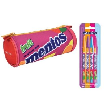 Imagem de Kit Estojo Mentos e Caneta Esferográfica Jet Lux Mentos 4 Cores