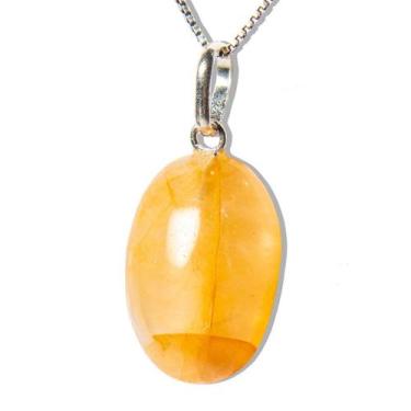 Imagem de Colar Mini Cabochão Oval Pedra Hematoide 20mm Pino Prata 950 - Cristai