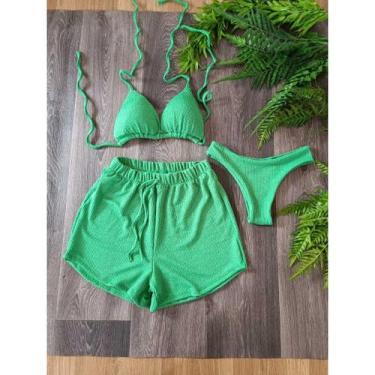Imagem de Biquíni com short malha canelada - modas quir0z, Verde, G
