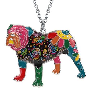 Imagem de Coleção de cachorro Bonssy Winston English Bulldog Bull Terrier Colares Pingente Esmaltado Declaração