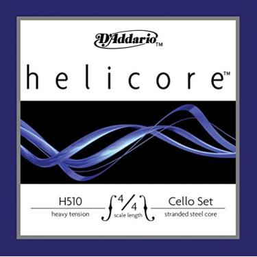 Imagem de D'Addario H510 Conjunto de cordas de violoncelo helicore, tensão pesada em escala 4/4 (1 conjunto) - núcleo de aço trançado para melhor jogabilidade e tom claro e quente - versátil e durável - bolsa
