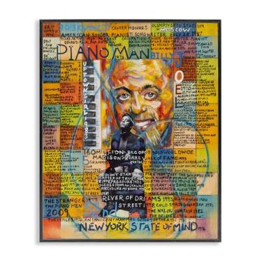 Imagem de Stupell Industries Billy Joel Collage Framed Giclee Wall Art Design por Sabin, moldura preta, 40,6 x 50,8 cm