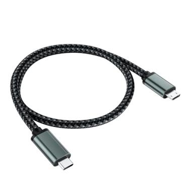 Imagem de Cabo USB C para Micro USB 1FT, curto 0,3 M trançado tipo C para cabo micro USB, cabo de carregamento Android suporta carregamento e sincronização de 480 Mbps, para celular, MacBook Pro Samsung Galaxy,
