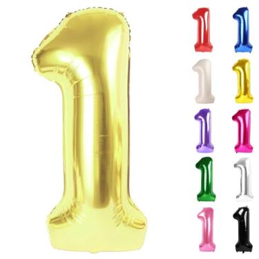 Imagem de Champagne Gold Number 1 Balloon for First Birthday 40 Inch, White Gold 1st One Number Balloons Birthday Decorations for Girl Boy Toddler Baby