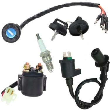 Imagem de Bobina de ignição e chave de ignição 35010-HC4-670 para acessórios Honda Fourtrax 300 TRX300 TRX300FW 1990-2000 ATV com relé solenoide de partida vela de ignição