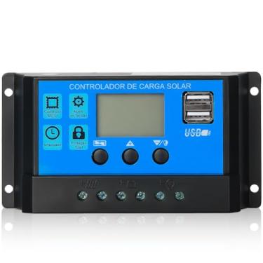 Imagem de Controlador Solar Carga Pwm Lcd 20a Usb Regulador Automático