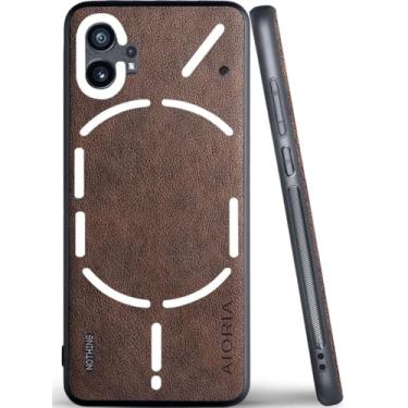 Imagem de AIORIA Capa de couro premium para celular for Nothing Phone 1 com design retrô (café)