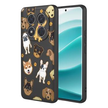 Imagem de HTXWXJC Capa de telefone para Redmi Note 14 Pro, à prova de choque, flexível, amortecedor, TPU, capa macia com padrão de cachorro, capa para celular Xiaomi Redmi Note 14 Pro, cachorro preto