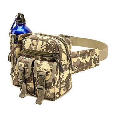 Imagem de Jaugufiy Bolsa de cintura para esportes ao ar livre com suporte de garrafa, pochete tática para ciclismo, corrida, caminhada, pesca, escalada, Cinza, S