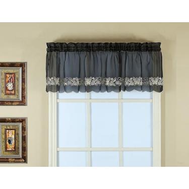 Imagem de Today's Curtain, Saia transparente bordada Emelia 35,5 cm, preta, 149,9 cm L x 35,5 cm C