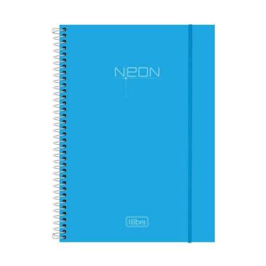 Imagem de Caderno Espiral Capa Dura  10 Matérias 200 Folhas Neon Azul