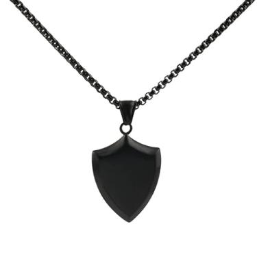 Imagem de MANLINESS BONUS Pingente com símbolo de proteção Blessed, pingente de presente com caixa de 3 mm, joia de aço inoxidável banhada a ouro 18 K para homens, mulheres, meninos e meninas, Metal, Sem Pedra