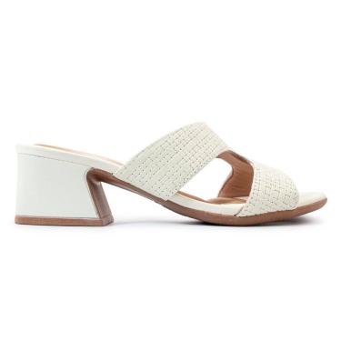 Imagem de Tamanco Usaflex Feminino Salto Geométrico Couro Casual AM22001