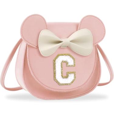 Imagem de Presentes de aniversário para meninas de 2, 3, 4, 5, 6, 7, 8, 9 e 10 anos de idade, bolsa infantil infantil para meninas pequenas com laço de orelha de rato personalizado, Pequeno-rosa-branco, C, C