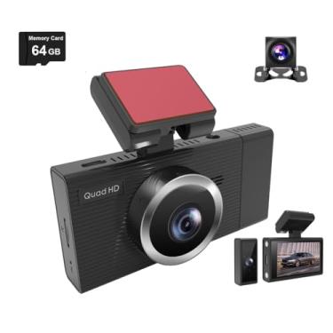 Imagem de Câmera veicular de 3 canais para carros, câmera frontal interna e traseira 2K + 1080p + 1080p, WiFi DVR, 3 lentes magnéticas destacáveis, monitoramento de estacionamento, gravador de vídeo de visão