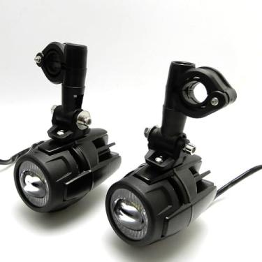 Imagem de Kit Par Farol Auxiliar Universal 2x20w / 6000k / 12-24v LED Completo com SUPORTES/CABOS/BOTÃO/RELÊ