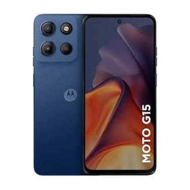 Imagem de Smartphone Motorola Moto g15-128GB 12GB (4GB RAM+8GB Ram Boost) e Camera 50MP com AI e Night Vision Bateria de 5200 mAh Tela FHD+ 6.7" com Superbrilho NFC Azul Escuro