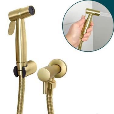 Imagem de Ducha Higienica Dourada Inox 304 Fosco Chuveirinho Bide Banheiro Com S