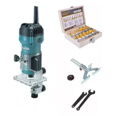 Imagem de Tupia Manual Makita Laminadora M3700B Kit 12 Fresa Vonder Tupia, 110V