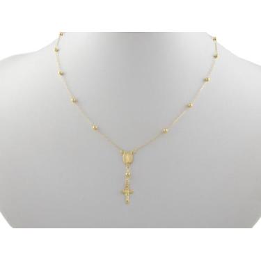 Imagem de Gargantilha Terço 60 Cm 5 Mm E Pulseira Tijolinho Ouro 18k - JOIE JOIA