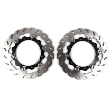Imagem de 1 par de discos de freio dianteiros flutuantes de rotores compatíveis com Yamaha XP Tmax 500 2008-2011, XP T-Max 500 ABS 2008-2011, peças pretas de acessórios de motocicleta