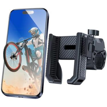 Imagem de Mechrig Suporte de suporte de telefone para bicicleta, braçadeira de guidão de motocicleta com uma mão e trava rápida - rotação de 360 graus compatível com smartphones iPhone e Android de 11.4 cm-17.8