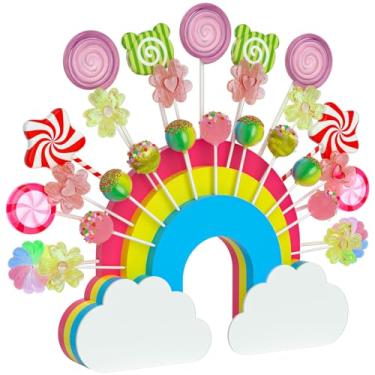 Imagem de KINMAD Suporte De Exibição De Bolo De Madeira: Suporte De Pirulito Colorido Arco-Íris Para 26 Palitos De Pirulito, Adequado Para Palito De Pirulito De 0,16''/4 Mm, Perfeito Para Aniversários E Chás