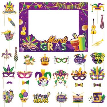 Imagem de Denylo pro Kit De Adereços Para Cabine De Fotos De Mardi Gras Para Sessão De Fotos Decorações De Mardi Gras Máscaras Engraçadas Para Selfies De Baile De Máscaras Óculos Diy Decorações Para Fotografi