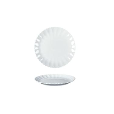 Imagem de Prato de osso de disco branco de porcelana sintética, prato de arroz refogado de fast food - 3408; prato de crisântemo de 20 cm - branco