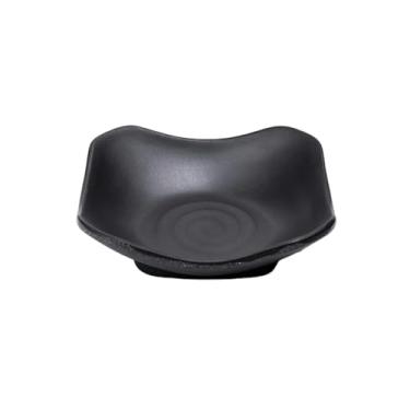 Imagem de Prato de tempero estilo japonês, prato de sabor de duas grelhas, prato de molho de porcelana preta para lanche - H1032 (ljp6053) (prato quadrado) - preto