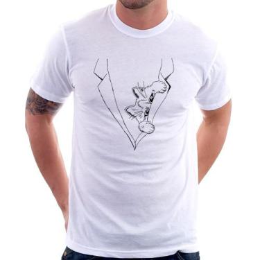 Imagem de Camiseta Gato no terno - Foca na Moda, Branco, M