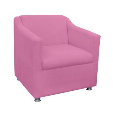 Imagem de Poltrona Decorativa Tilla Suede com Pés Cromados - Fina Mobília, Rosa