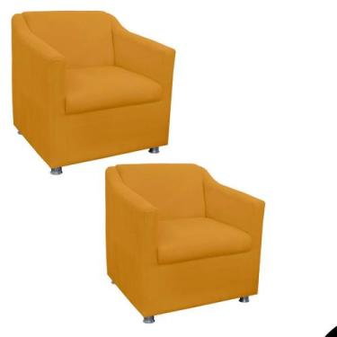 Imagem de kit 02 Poltrona Decorativa Tilla Suede com Pés Cromados - Fina Mobília