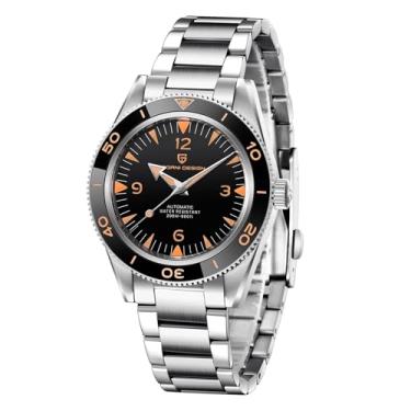 Imagem de Pagani Relógio masculino design mecânico de vidro safira 200 m à prova d'água NH35 movimento aço inoxidável luminoso relógio de pulso masculino, Preto, Esportivo