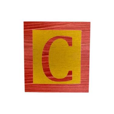 Imagem de Cubo Amarelo Letra Vermelho com Aplique Festa Chá de Bebê Decoração 8x