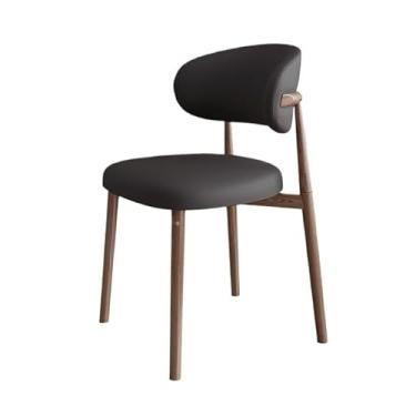 Imagem de Cadeira de jantar moderna com design ergonômico e recursos de conforto ([couro preto] estrutura de aço carbono de nogueira)