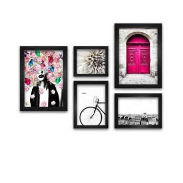 Imagem de Kit 5 Quadros Decorativos Com Molduras Ride Bike Pink