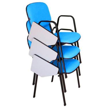 Imagem de 03 Cadeiras Escolar Universitária Linha Hotel Auditório Azul
