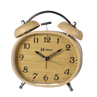 Imagem de Despertador Quartz Herweg Ref: 2717-324 Estilo Madeira Campainha