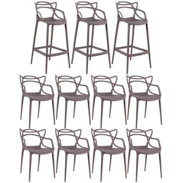 Imagem de 8 Cadeiras + 3 Banquetas Altas Masters Allegra Fendi