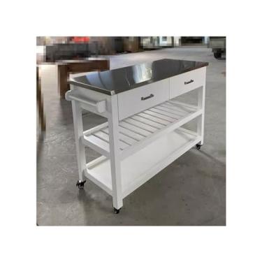 Imagem de Carrinho de Armazenamento Mesa de apoio para armário lateral de refeição, mesa de ilha de cozinha móvel, mesa de operação e cozimento Carrinho de Armazenamento