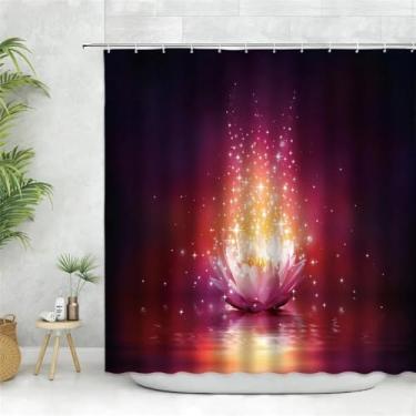 Imagem de Cortina de chuveiro floral com padrão de pétalas, tecido de poliéster, conjunto de decoração de banheiro com ganchos, cinza claro, prata, 7474G, 180 x 210 cm, 70 x 83 pol.