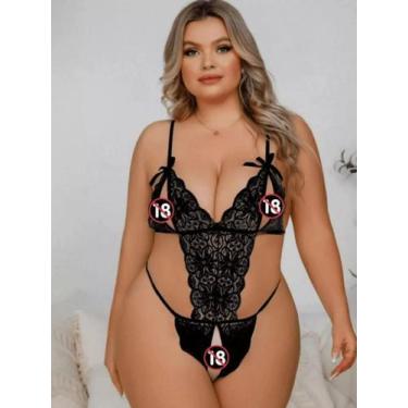 Imagem de Body Apressadinha Plus Size de Renda Com Abertura Na Frente Lingerie S