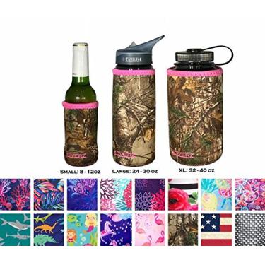 Imagem de Koverz Refrigerador isolador de garrafa de água Coolie de neoprene de 680-850 g – Camuflagem REALTREE XTRA oficialmente licenciada com acabamento rosa