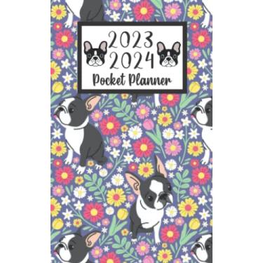 Imagem de 2023 2024 pocket planner For Purse Dog French Bulldog Lovers: 2 year Pocket Calendar January 2023 to December 2024 | 24 Months Monthly Planner & ... Holidays | Cute French Bulldog Floral Pattern