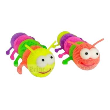 Imagem de Kit com 2 Centopeias Lagarta Coloridas com Luz, Brinquedo Sensorial de Apertar e Esticar, Antiestresse e Divertido para Crianças – Brilha no Escuro e Estimula o Tato