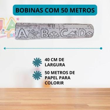 Imagem de Bobina De Papel Para Colorir E Pintar Infantil Rolo com 50M - Genérica